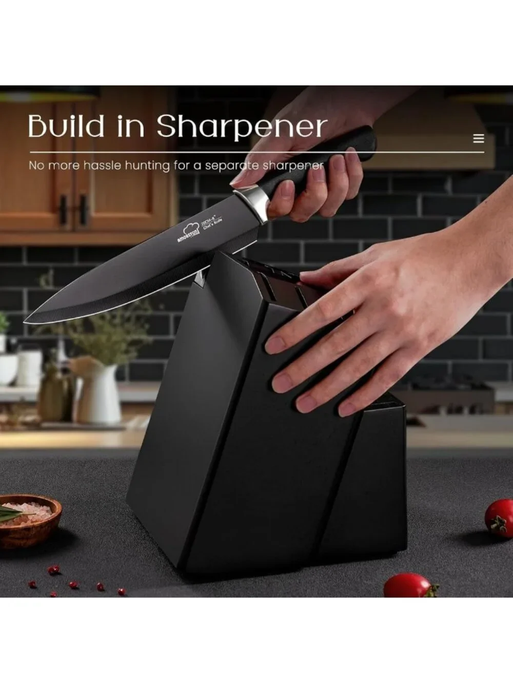 21-Piece Ultra-Sharp Kitchen Knife Set with Block & Sharpener, Ergonomic